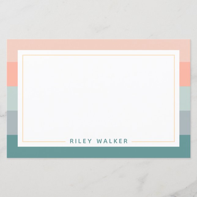 Personalised Wide Stripes Chic Stationery Paper (Front)