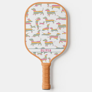 Personalised Wiener Dog, Sausage Dog Colourful Pickleball Paddle