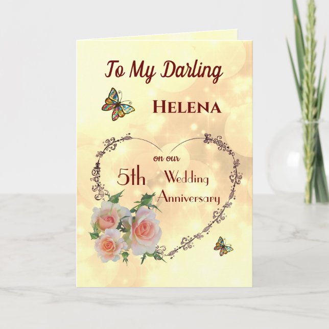 Personalised Wife 5th Anniversary Greeting Card (Front)