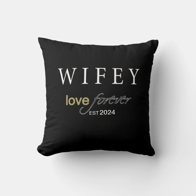 Personalised Wifey eternal Love registration date Cushion (Front)