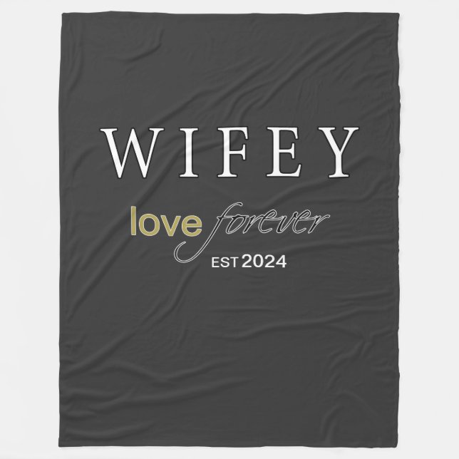 Personalised Wifey eternal Love registration date Fleece Blanket (Front)