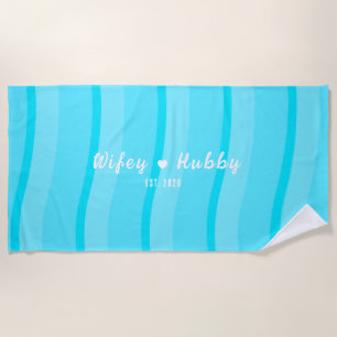 Personalised Wifey & Hubby Beach Towel, Honeymoon Towel