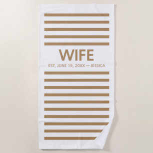 Personalised Wifey & Hubby Est. 2026 Beach Towel