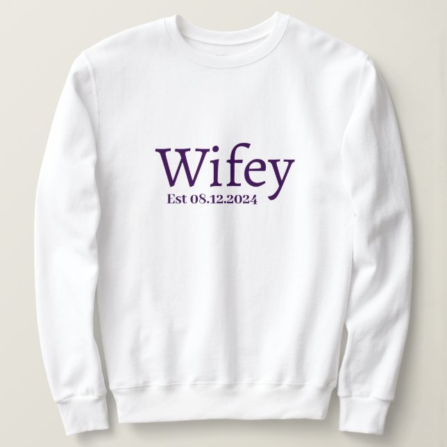Personalised Wifey Stylish Modern Minimal Monogram Sweatshirt (Design Front)