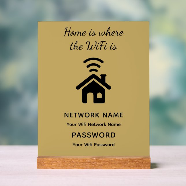 Personalised Wifi Password & Network for Guests  Acrylic Sign (Neutral)