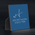 Personalised WiFi Password Sign Blue Plaque<br><div class="desc">Make it easy for guests to connect to your WiFi with this personalised blue plaque displaying your network name and password. The design features a modern blue background with white text and a customisable area for your network details. This version of the product is 5.25x5.25 inches and comes with an...</div>