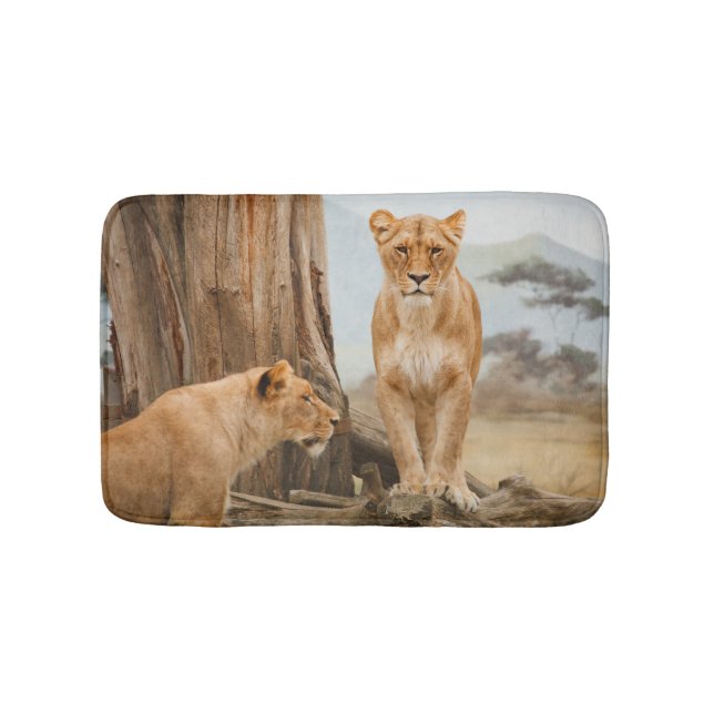 Personalised Wild Animal Lion Bath Mat (Front)