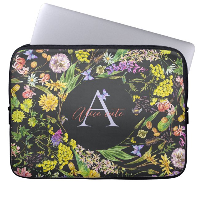  Personalised wild flower laptop sleeve (Front)