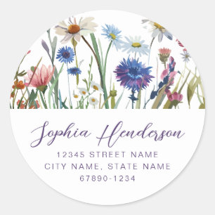 Personalised Wild Flowers Round Stickers