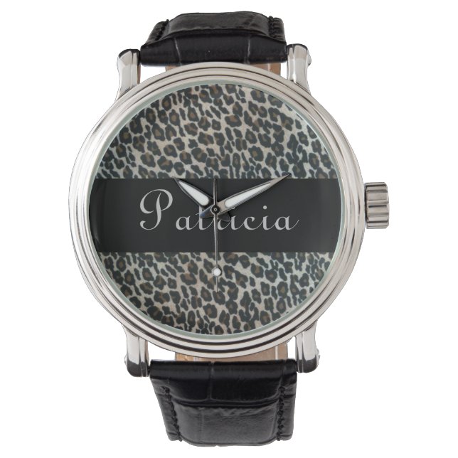 Personalised Wild Leopard Print Watch (Front)