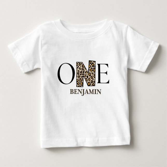 Personalised Wild One 1st Birthday Jungle Baby T-Shirt (Front)