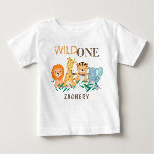 Personalised Wild One 1st First Birthday Baby T-Shirt