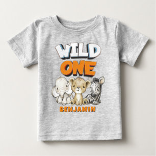 Personalised Wild One Comics Safari First Birthday Baby T-Shirt