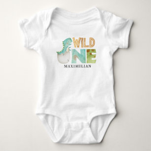 Personalised WILD ONE Dinosaur 1st Birthday Baby Bodysuit
