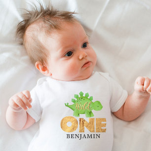Personalised WILD ONE Dinosaur First Birthday Baby Baby Bodysuit
