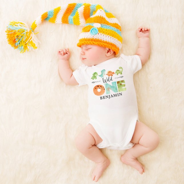 Personalised WILD ONE Dinosaur First Birthday Baby Bodysuit (Creator Uploaded)