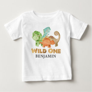 Personalised Wild ONE Dinosaurs 1st Birthday Baby T-Shirt