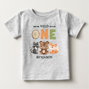 Personalised WILD ONE First Forest Birthday Baby T T-Shirt