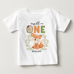 Personalised WILD ONE First Forest Fox Baby T-Shir T-Shirt