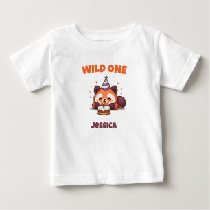 Personalised Wild One Red Panda First Birthday Baby T-Shirt