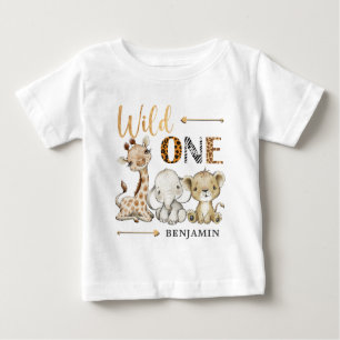Personalised WILD ONE Safari First Birthday Baby Baby T-Shirt