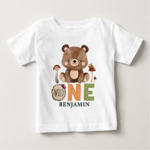 Personalised WILD ONE Woodland First Birthday Baby Baby T-Shirt
