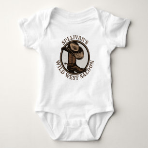 Personalised Wild West Saloon Western Cowboy Boots Baby Bodysuit