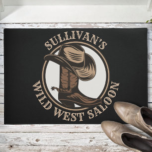 Personalised Wild West Saloon Western Cowboy Boots Doormat