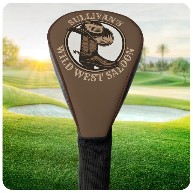 Personalised Wild West Saloon Western Cowboy Boots Golf Head Cover (Creator Uploaded)