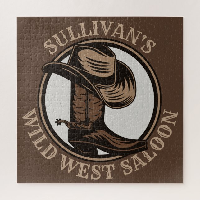 Personalised Wild West Saloon Western Cowboy Boots Jigsaw Puzzle (Vertical)