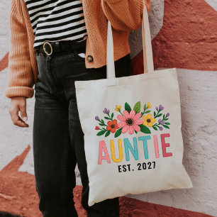 Personalised Wildflower Auntie Tote Bag for Aunt