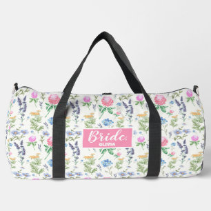 Personalised Wildflower Bachelorette Bride Duffle Bag