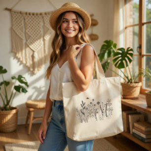 Personalised Wildflower Botanical Art Tote Bag