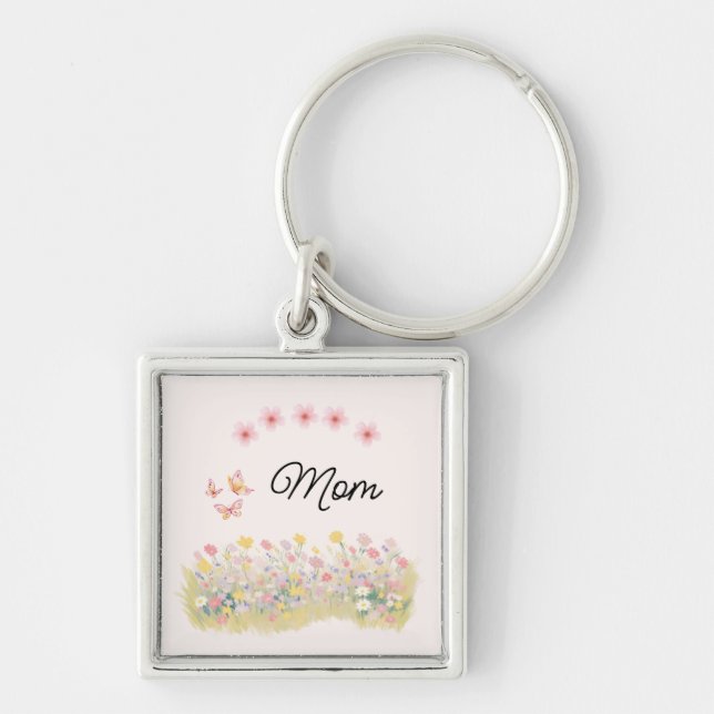 Personalised Wildflower Butterfly Design Keychain (Front)