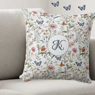 Personalised Wildflower Butterfly Floral Garden T Cushion