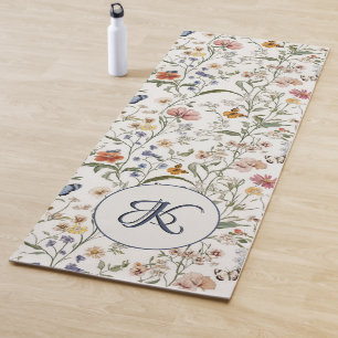 Personalised Wildflower Butterfly Floral Garden Yoga Mat
