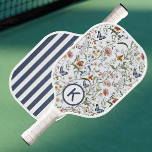 Personalised Wildflower Butterfly Floral w/Stripes Pickleball Paddle
