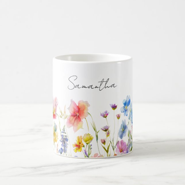 Personalised Wildflower Floral  Coffee Mug (Center)