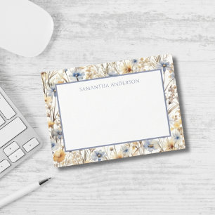 Personalised Wildflower Floral Flat Note Card