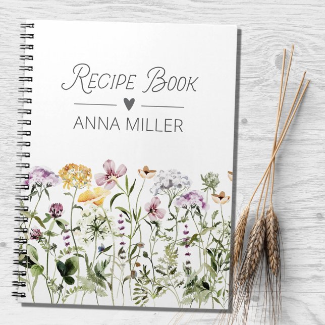 Personalised Wildflower Floral Garden Recipe Notebook (In situ)