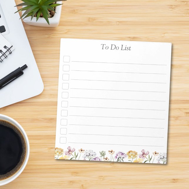Personalised Wildflower Floral Garden To Do List Notepad (In situ)