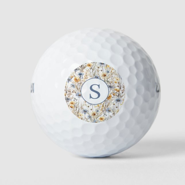 Personalised Wildflower Floral  Golf Balls (Front)