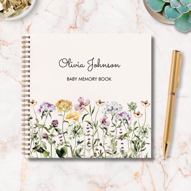 Personalised Wildflower Garden Baby Memory Book (In situ)