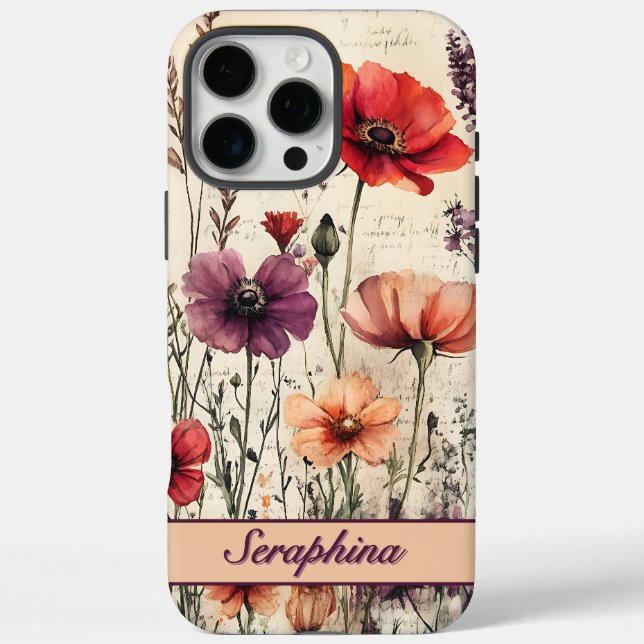 Personalised Wildflower in Red and Purple Poppies  Case-Mate iPhone Case (Back)