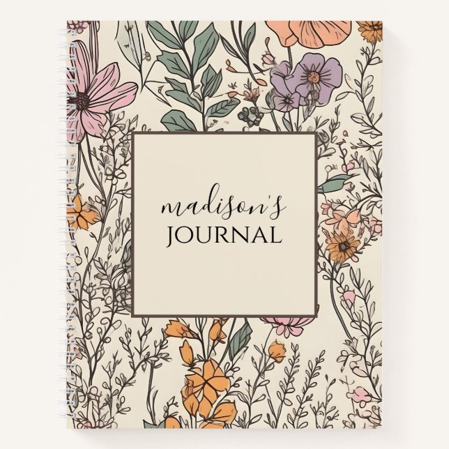 Personalised Wildflower Journal Notebook (Front)