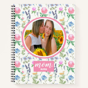 Personalised Wildflower Mum Photo Mother's Day Notebook