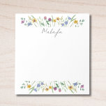 Personalised Wildflower Notepad<br><div class="desc">This floral Notepad features delicate watercolor wildflowers and foliage in pastel colours,  paired with stylish script typography.
Easily customisable.
Original Watercolor © Michele Davies.</div>