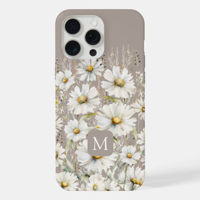 Personalised Wildflower Pattern on Beige iPhone Case (Back)