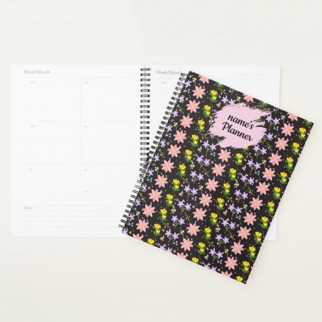 Personalised Wildflower Pattern Spiral Notebook Pl Planner (Display)