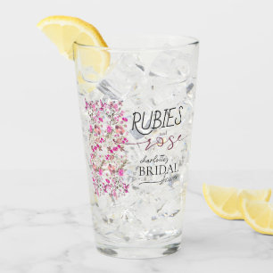 Personalised Wildflower Ruby Rose Bridal Shower  Glass